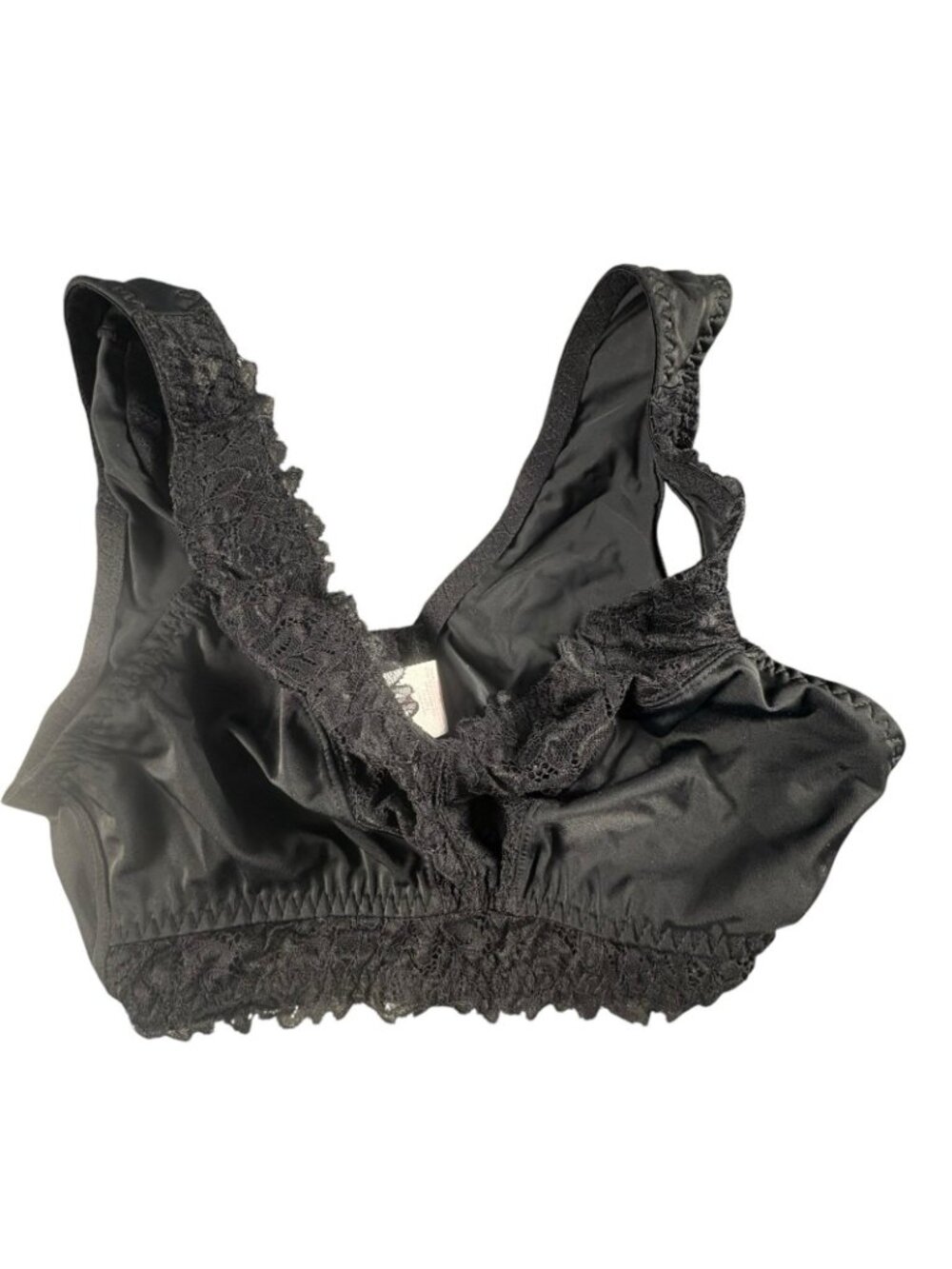 Breezies Lace Trim Comfort Bra Lot of 2 Medium Black Beige Wireless A6344606R - Picture 3 of 11